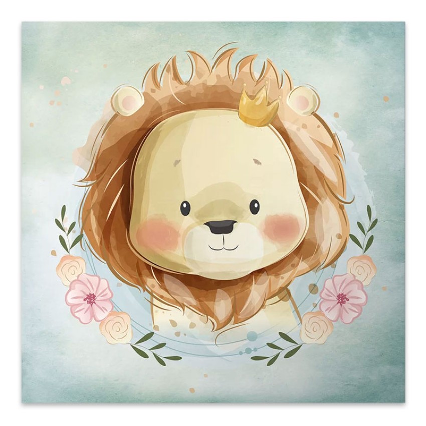 Πίνακας σε καμβά "Baby Lion" ψηφιακής εκτύπωσης 40x40x3εκ.