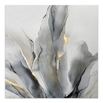 Πίνακας σε καμβά "Abstract Grey Leaves" ψηφιακής εκτύπωσης 100x100x3εκ.