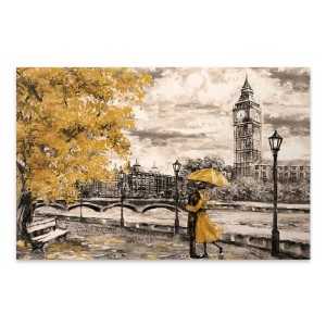 Πίνακας σε καμβά "Big Ben And Yellow Leaves" ψηφιακής εκτύπωσης 125x80x3εκ.