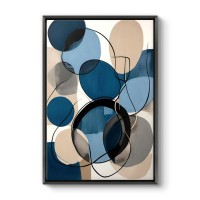 Πίνακας σε καμβά "Blue and Beige Abstract" ψηφιακής εκτύπωσης με κορνίζα χρώμα μαύρο 70x100x3εκ.