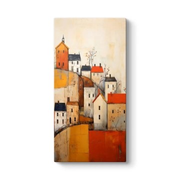 Πίνακας σε καμβά "Houses on the Hill" ψηφιακής εκτύπωσης 50x100x3εκ.