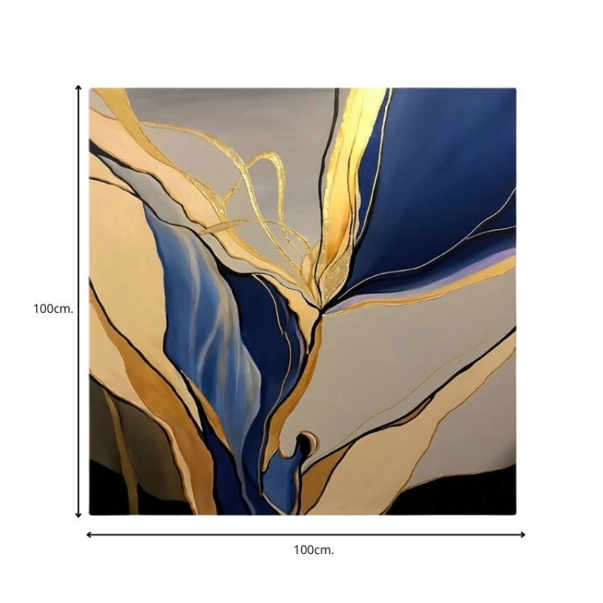 Πίνακας σε καμβά "Dance of Gold and Blue" ψηφιακής εκτύπωσης 100x100x3εκ.
