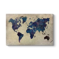 Πίνακας σε καμβά "World Map" ψηφιακής εκτύπωσης 125x80x3εκ.
