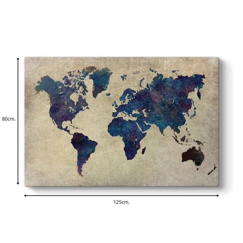 Πίνακας σε καμβά "World Map" ψηφιακής εκτύπωσης 125x80x3εκ.