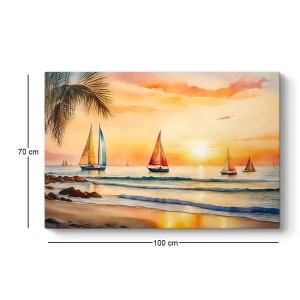 Πίνακας σε καμβά "Tropical Sails at the Sunset" ψηφιακής εκτύπωσης 100x70x3εκ.