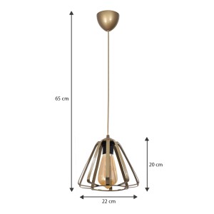 Φωτιστικό οροφής Teresa E27 μεταλλικό μονόφωτο χρώμα χρυσό Ø22x65εκ.