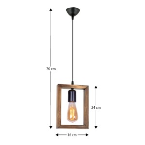 Φωτιστικό οροφής Esela E27 ξύλινο μονόφωτο χρώμα φυσικό 16x4x70εκ.