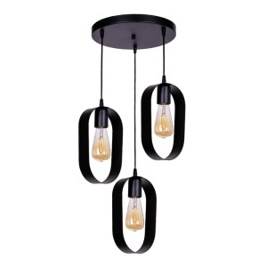 Φωτιστικό οροφής Mordo E27 μεταλλικό τρίφωτο χρώμα μαύρο Ø30x70εκ.