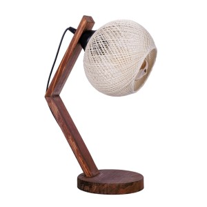 Φωτιστικό επιτραπέζιο Rope E27 ξύλινο - σχοινί χρώμα μπεζ - καρυδί Ø17x40εκ.