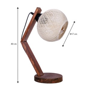 Φωτιστικό επιτραπέζιο Rope E27 ξύλινο - σχοινί χρώμα μπεζ - καρυδί Ø17x40εκ.