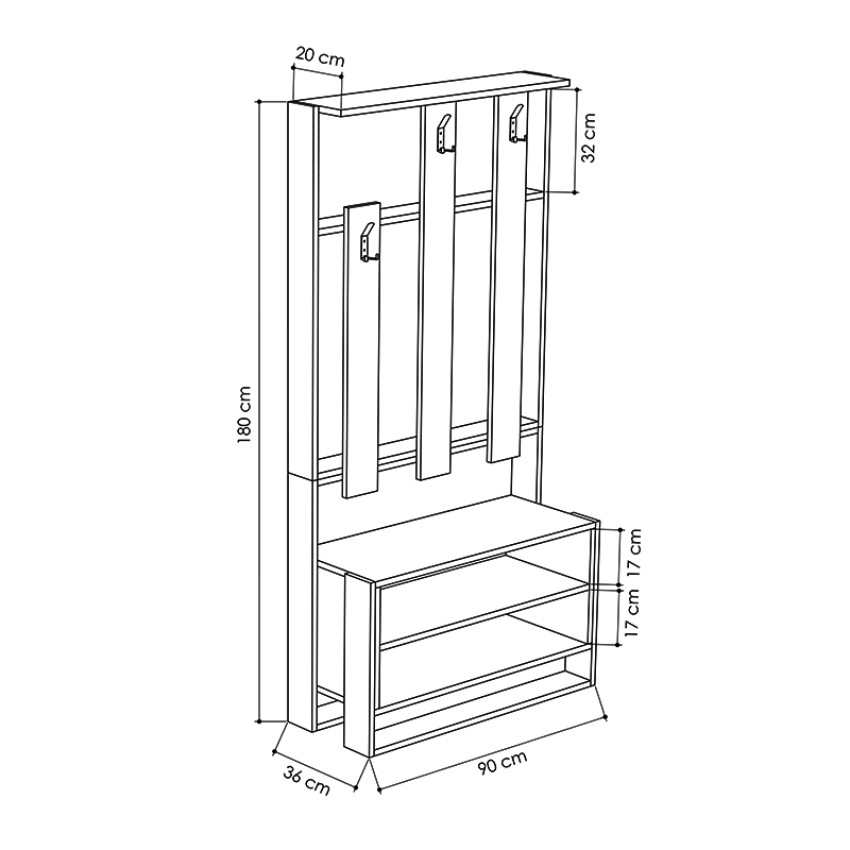 Έπιπλο εισόδου Chester από μελαμίνη χρώμα φυσικό οξιάς - λευκό 90x36x180εκ. Έπιπλο εισόδου Chester από μελαμίνη χρώμα φυσικό οξιάς - λευκό 90x36x180εκ.