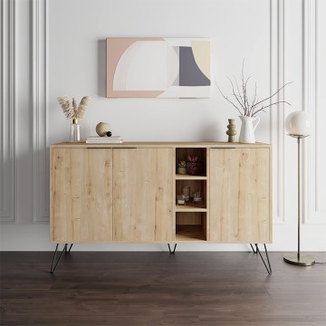 Μπουφές μελαμίνης Clara χρώμα φυσικό οξιάς 142x35,6x83εκ.