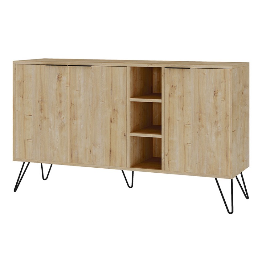 Μπουφές μελαμίνης Clara χρώμα φυσικό οξιάς 142x35,6x83εκ.