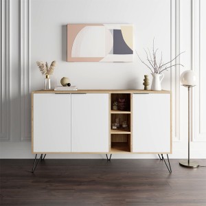 Μπουφές μελαμίνης Clara χρώμα φυσικό οξιάς - λευκό 142x35,6x83εκ.