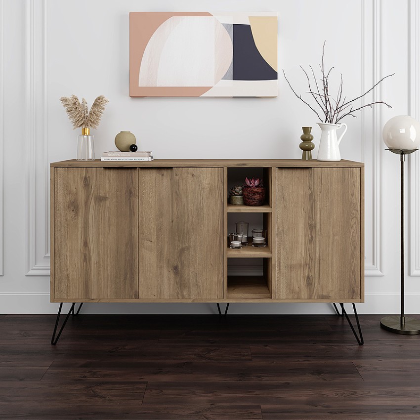 Μπουφές Clara χρώμα ανοιχτό καρυδί 142x35,6x83εκ.