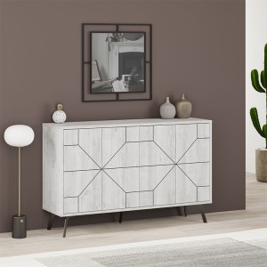 Μπουφές μελαμίνης Dune χρώμα λευκό αντικέ 123x35x77,4εκ.