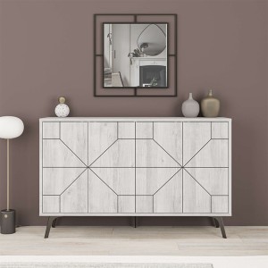 Μπουφές μελαμίνης Dune χρώμα λευκό αντικέ 123x35x77,4εκ.