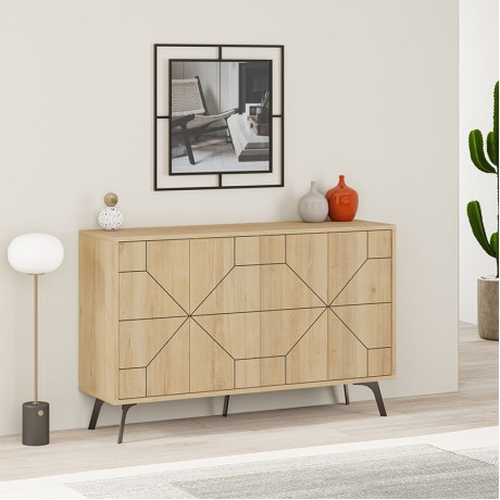 Μπουφές μελαμίνης Dune χρώμα φυσικό οξιάς 123x35x77,4εκ.