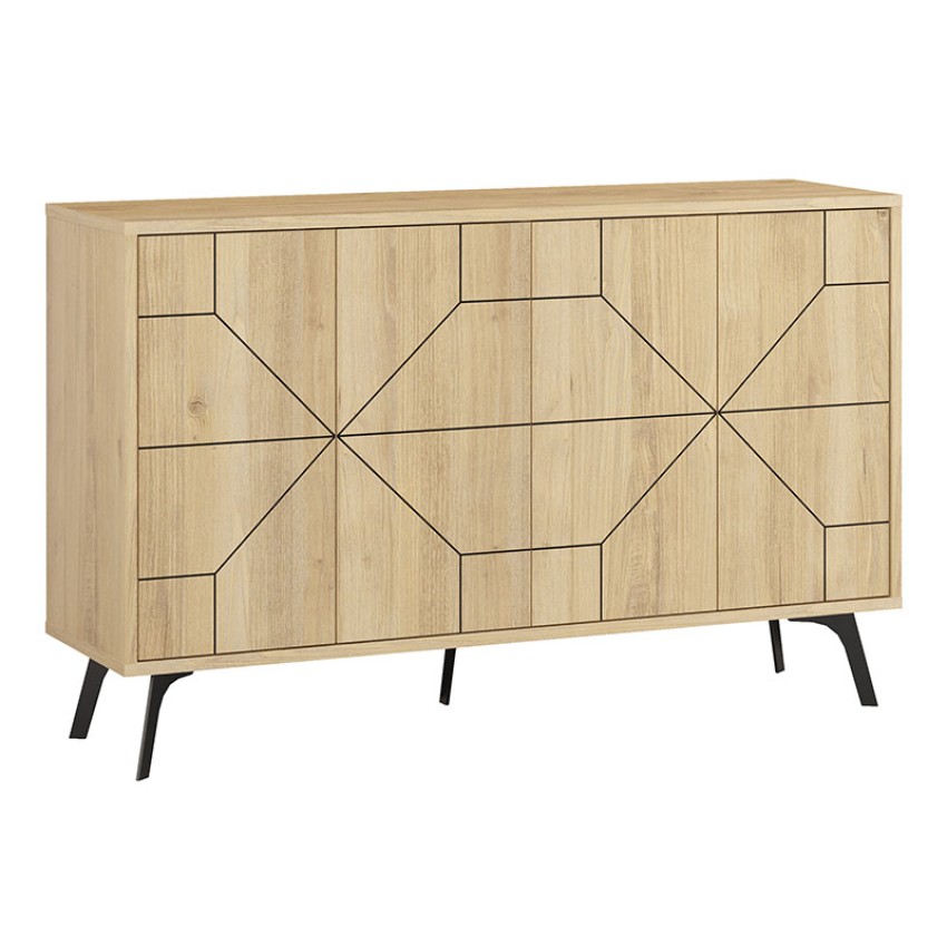 Μπουφές μελαμίνης Dune χρώμα φυσικό οξιάς 123x35x77,4εκ.