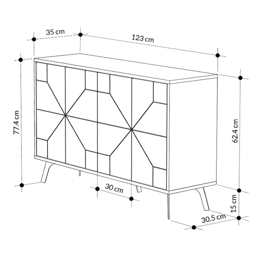 Μπουφές μελαμίνης Dune χρώμα φυσικό οξιάς 123x35x77,4εκ.