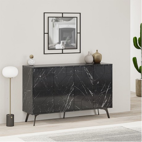 Μπουφές Dune Μελαμίνης Μαύρο Εφέ Μαρμάρου 123x35x77,4 εκ.
