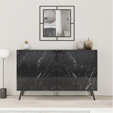Μπουφές Dune Μελαμίνης Μαύρο Εφέ Μαρμάρου 123x35x77,4 εκ.