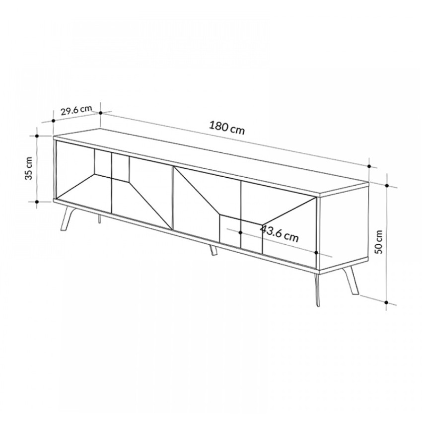 Έπιπλο τηλεόρασης Dune από μελαμίνη χρώμα φυσικό οξιάς 180x29,6x50εκ.