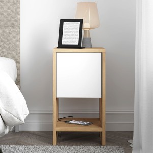 Κομοδίνο Ema χρώμα sapphire oak - λευκό 30x30x55εκ.