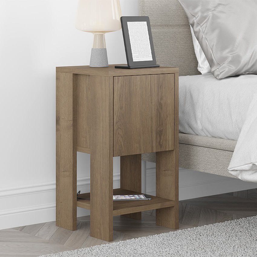 Κομοδίνο Ema χρώμα ανοιχτό καρυδί 30x30x55εκ.