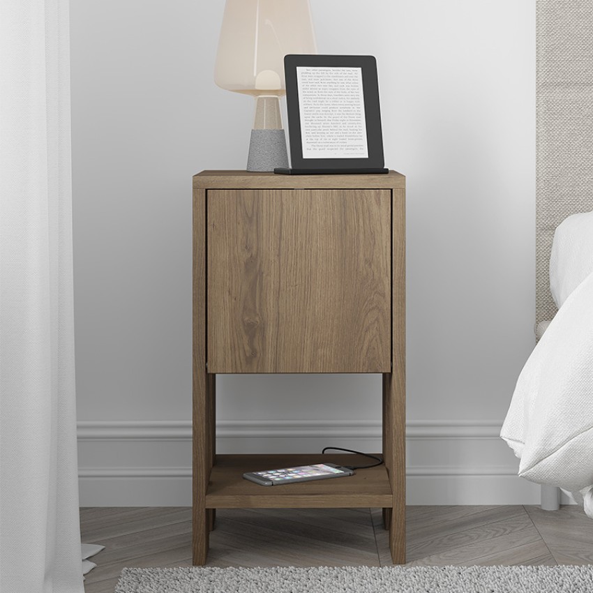 Κομοδίνο Ema χρώμα ανοιχτό καρυδί 30x30x55εκ.