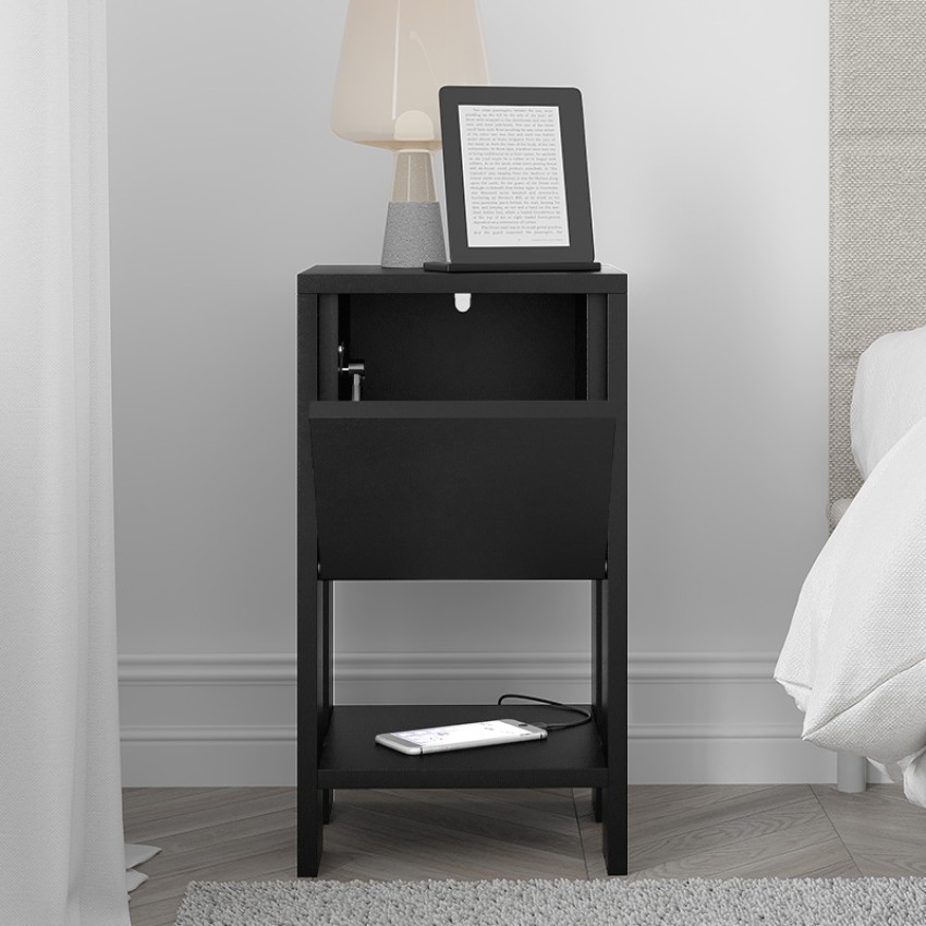 Κομοδίνο Ema χρώμα μαύρο 30x30x55εκ.