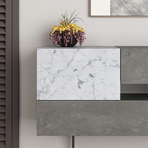 Μπουφές Eros από μελαμίνη γκρι ρετρό - λευκό εφέ μαρμάρου 145x40x82εκ. Μπουφές Eros από μελαμίνη γκρι ρετρό - λευκό εφέ μαρμάρου 145x40x82εκ.