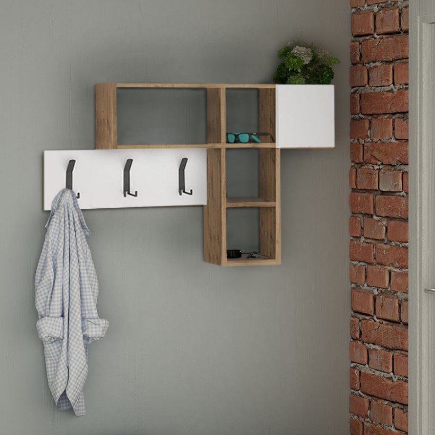 Κρεμάστρα τοίχου Game από μελαμίνη χρώμα φυσικό οξιάς - λευκό 99,5x15x61εκ. Κρεμάστρα τοίχου Game από μελαμίνη χρώμα φυσικό οξιάς - λευκό 99,5x15x61εκ.