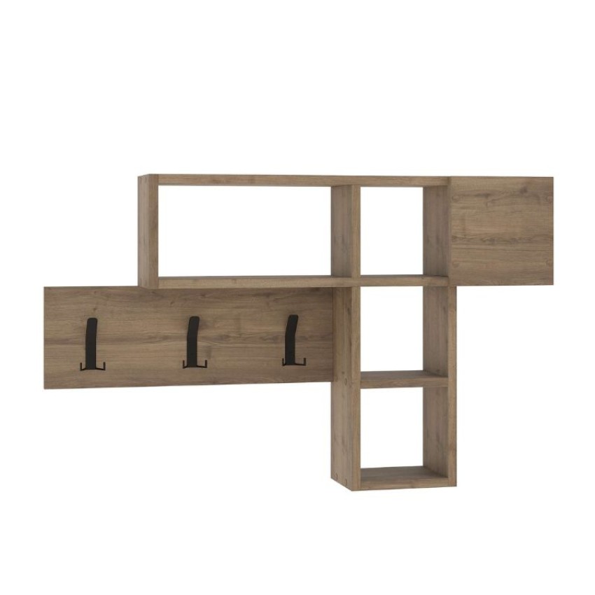 Κρεμάστρα τοίχου Game από μελαμίνη χρώμα ανοιχτό καρυδί 99,5x15x61εκ.