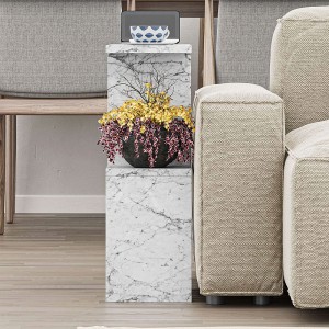 Βοηθητικό τραπεζάκι Homemania χρώμα λευκό εφέ μαρμάρου 60x20x60εκ.