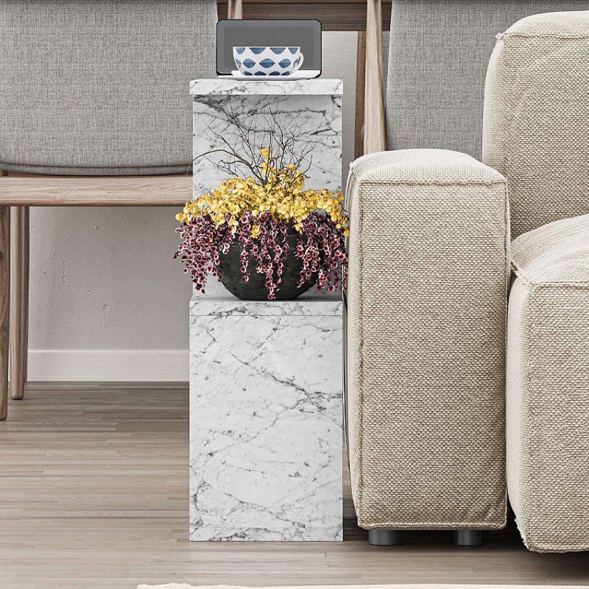 Βοηθητικό τραπεζάκι Homemania χρώμα λευκό εφέ μαρμάρου 60x20x60εκ.