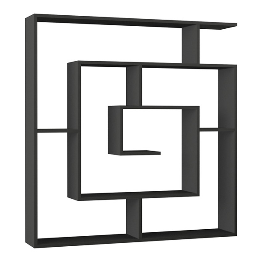 Βιβλιοθήκη μελαμίνης Labirent χρώμα ανθρακί 125x22x129εκ.