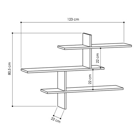 Ραφιέρα τοίχου Leo μελαμίνης χρώμα λευκό 123x22x80εκ.