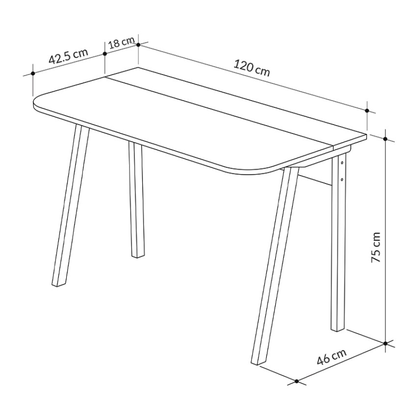 Γραφείο εργασίας Luton από μελαμίνη χρώμα γκρι ρετρό/λευκό 120x60x75εκ.