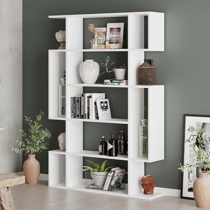 Βιβλιοθήκη μελαμίνης Mito χρώμα λευκό 108x25x161εκ.