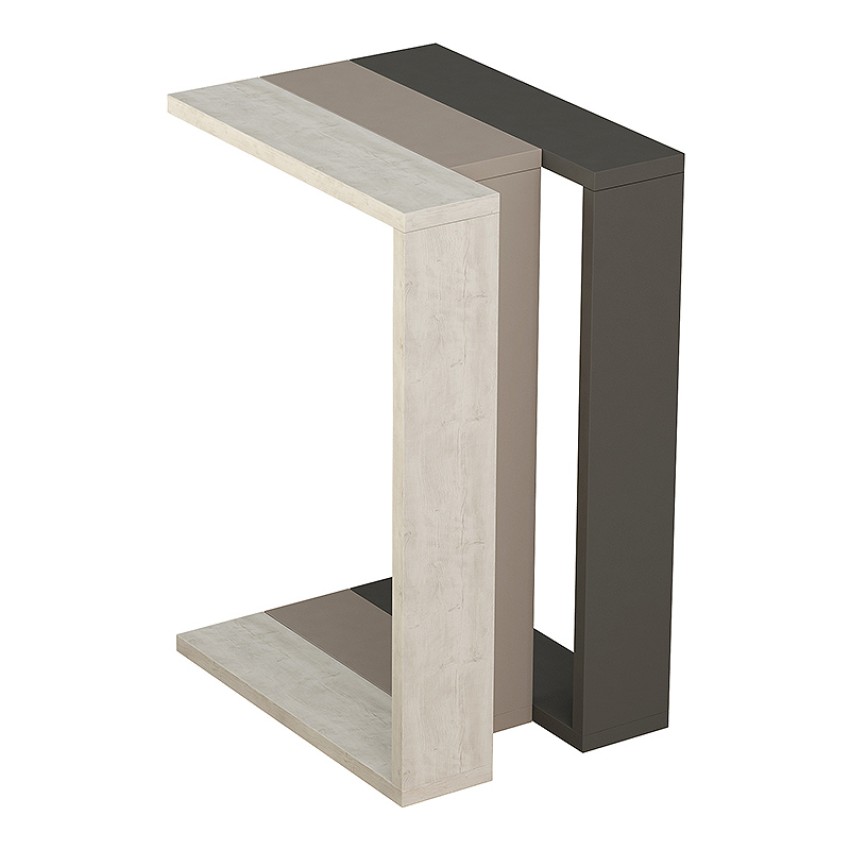 Τραπεζάκι βοηθητικό Muju μελαμίνης ανοιχτή μόκα/λευκό αντικέ/ανθρακί 30x40x57εκ.