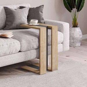 Τραπεζάκι βοηθητικό Muju μελαμίνης χρώμα φυσικό οξιάς/ανθρακί 30x40x57εκ.