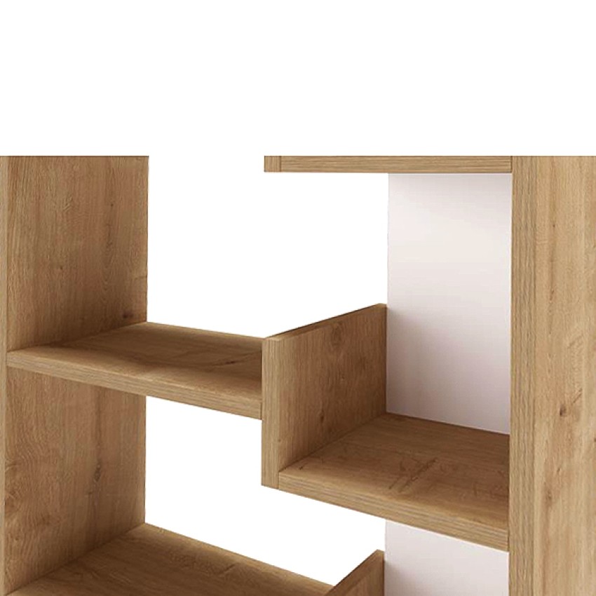 Βιβλιοθήκη μελαμίνης Oppa χρώμα φυσικό οξιάς/λευκό 60x22x162εκ.