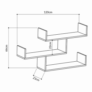Ραφιέρα τοίχου Tibet μελαμίνης χρώμα λευκό 119x22x66εκ.