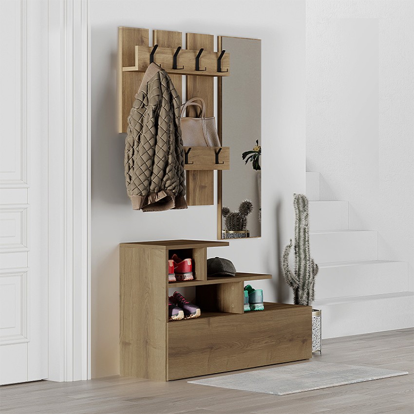 Έπιπλο εισόδου Vesty χρώμα ανοιχτό καρυδί 100x30x61εκ.