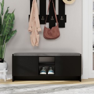 Παπουτσοθήκη Zulla από μελαμίνη χρώμα μαύρο 110x37x43εκ.