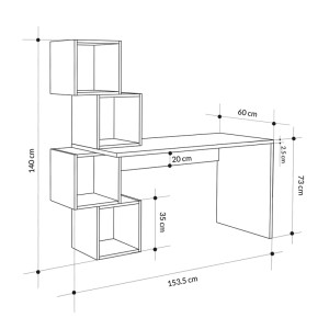 Γραφείο εργασίας Balance από μελαμίνη χρώμα λευκό 153,5x60x140εκ Γραφείο εργασίας Balance από μελαμίνη χρώμα λευκό 153,5x60x140εκ