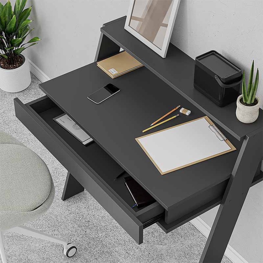 Γραφείο εργασίας Cowork από μελαμίνη χρώμα ανθρακί 94x50x91εκ.