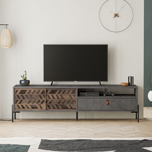 Έπιπλο τηλεόρασης Dionysos από μελαμίνη χρώμα γκρι ρετρό 170x45x48,6εκ.