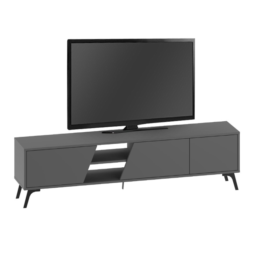 Έπιπλο τηλεόρασης Fiona χρώμα ανθρακί 180x35,6x48εκ.